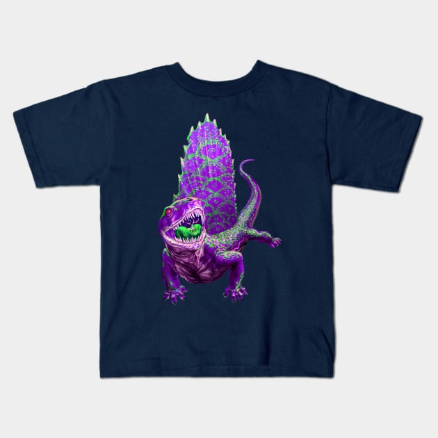 Purple Dimetrodon Kids T-Shirt by AyotaIllustration